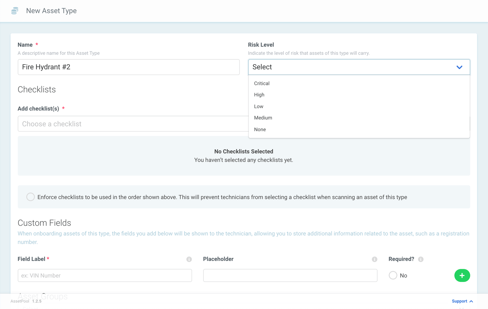Assetpool Asset Type Risk Level